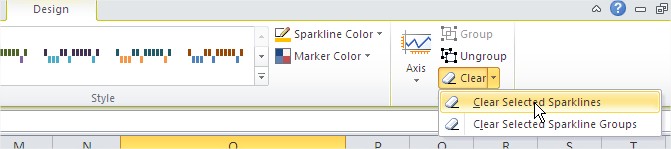 Ribbon Clear Selected Sparklines